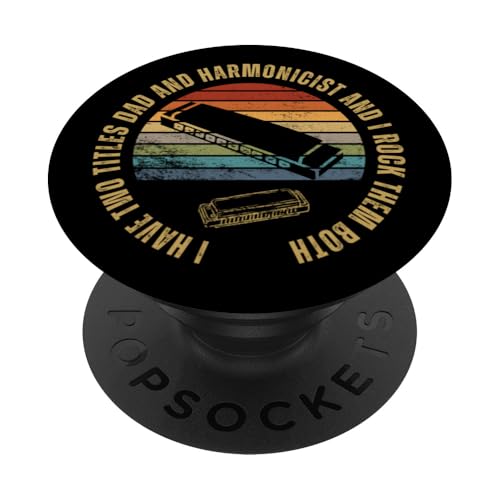 Harmonicist And Dad Proud Funny Men Mundharmonika PopSockets Klebender PopGrip von Harmonica Gifts And Accessories For Harmonicists