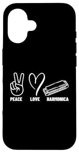 Harmonicist Peace Love Mundharmonika Männer Frauen Mundharmonika Spieler Hülle für iPhone 16 von Harmonica Gifts And Accessories For Harmonicists