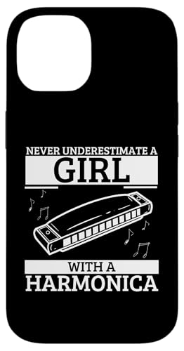 Unterschätzen Sie nie ein Mädchen mit einem Mundharmonika-Mundharmoniker Hülle für iPhone 14 von Harmonica Gifts And Accessories For Harmonicists