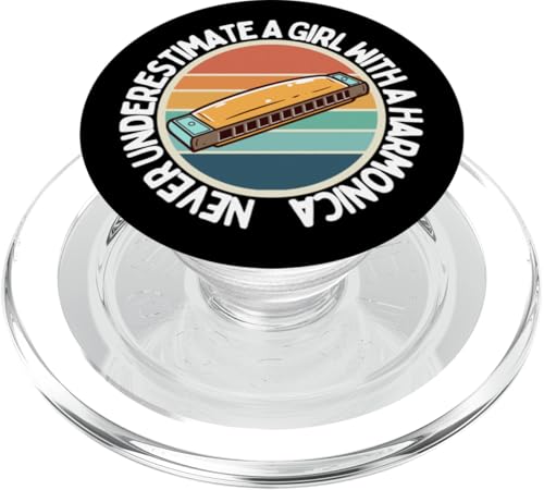 Unterschätzen Sie nie ein Mädchen mit einem Mundharmonika-Mundharmoniker PopSockets PopGrip für MagSafe von Harmonica Gifts And Accessories For Harmonicists