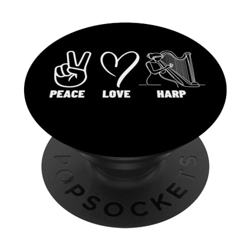 Harpist Peace Love Harp Stolz Männer Frauen Harfenspieler PopSockets Klebender PopGrip Harpist Peace Love Harp Stolz Männer Frauen Harfenspieler PopSockets Klebender PopGrip von Harp Music Designs For Harp Players