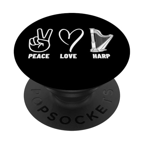 Harpist Peace Love Harp Stolz Männer Frauen Harfenspieler PopSockets Klebender PopGrip Harpist Peace Love Harp Stolz Männer Frauen Harfenspieler PopSockets Klebender PopGrip von Harp Music Designs For Harp Players