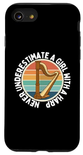 Never Underestimate A Girl With A Harp Funny Women Harfenist Hülle für iPhone SE (2020) / 7 / 8 von Harp Music Designs For Harp Players