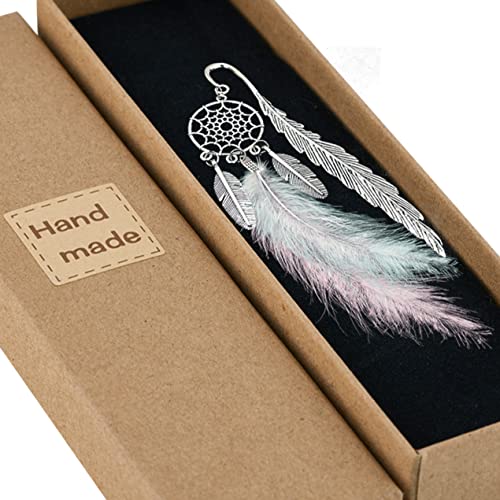 Harphia Feather Book Mark, Metal Dream Catcher Pages Seperator, Light Pink and Aqua Feather, 1pcs per Set, with Gift Box per Pack, Perfect for Women, Student, Family, Book Lovers, Planner 010-PG von Harphia
