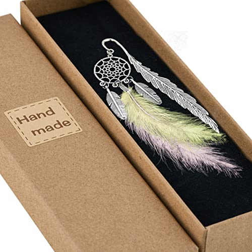 Harphia Feather Book Mark, Metal Dream Catcher Pages Seperator, Yellow and Lilac Feather, 1pcs per Set, with Gift Box per Pack, Perfect for Women, Student, Family, Book Lovers, Planner 010-YPU von Harphia