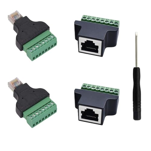 Harrisen 4PCS RJ45 Schraubklemmenadapter, CCTV/DVR Cat5 Cat6 Cat7 Ethernet Verbindungsstück RJ45 Buchse zu 8 Pin Schraube TermBlock Stecker von Harrisen