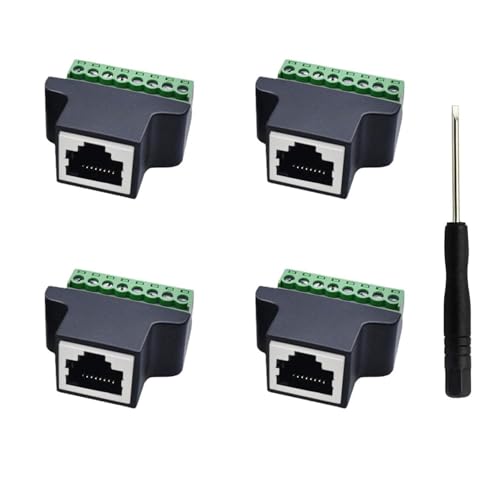 Harrisen 4PCS RJ45 Schraubklemmenadapter, CCTV/DVR Cat5 Cat6 Cat7 Ethernet Verbindungsstück RJ45 Buchse zu 8 Pin Schraube TermBlock von Harrisen