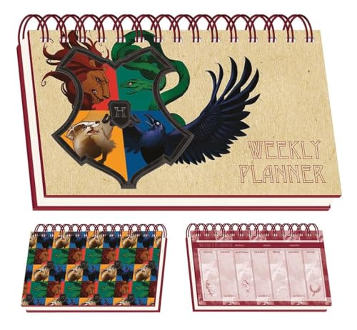 HARRY POTTER Wochenplaner (aufwendiges Häuser-Design), A5, Schreibtisch-Tagesplaner, Arbeitsplaner – offizieller Merchandise-Artikel von Harry Potter
