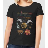 Harry Potter All I Want Damen Christmas T-Shirt - Schwarz - S von Harry Potter