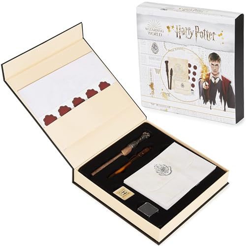 Harry Potter Briefpapier-Set Hogwarts, Komplett-Set mit Kalligraphie-Stift, Notizblock, Umschlägen, Siegelaufklebern, Kinderstempel und magischem Stift, unsichtbarer Tinte von Harry Potter