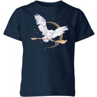 Harry Potter Hedwig Broom Kids' T-Shirt - Navy - 3-4 Jahre von Original Hero