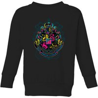 Harry Potter Hogwarts Neon Crest Kids' Sweatshirt - Black - 7-8 Jahre von Harry Potter