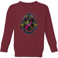 Harry Potter Hogwarts Neon Crest Kids' Sweatshirt - Burgundy - 7-8 Jahre von Harry Potter