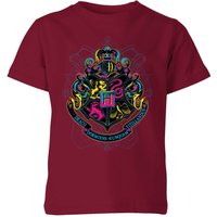 Harry Potter Hogwarts Neon Crest Kids' T-Shirt - Burgundy - 3-4 Jahre von Harry Potter