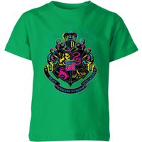 Harry Potter Hogwarts Neon Crest Kids' T-Shirt - Green - 3-4 Jahre von Harry Potter