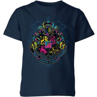 Harry Potter Hogwarts Neon Crest Kids' T-Shirt - Navy - 3-4 Jahre von Harry Potter