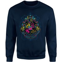 Harry Potter Hogwarts Neon Crest Sweatshirt - Navy - L von Harry Potter