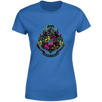 Harry Potter Hogwarts Neon Crest Women's T-Shirt - Blue - M von Harry Potter