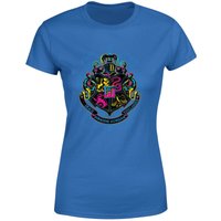 Harry Potter Hogwarts Neon Crest Women's T-Shirt - Blue - S von Harry Potter