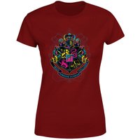 Harry Potter Hogwarts Neon Crest Women's T-Shirt - Burgundy - L von Original Hero