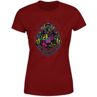 Harry Potter Hogwarts Neon Crest Women's T-Shirt - Burgundy - XL von Harry Potter