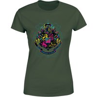 Harry Potter Hogwarts Neon Crest Women's T-Shirt - Green - XS von Harry Potter