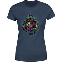 Harry Potter Hogwarts Neon Crest Women's T-Shirt - Navy - S von Harry Potter