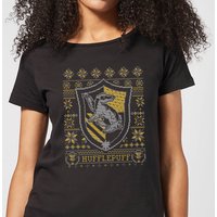 Harry Potter Hufflepuff Crest Damen Christmas T-Shirt - Schwarz - XL von Harry Potter