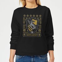 Harry Potter Hufflepuff Crest Damen Weihnachtspullover – Schwarz - XL von Harry Potter