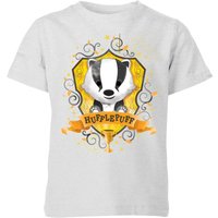 Harry Potter Kids Hufflepuff Crest Kids' T-Shirt - Grey - 11-12 Jahre von Harry Potter