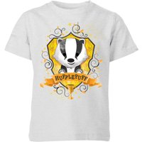 Harry Potter Kids Hufflepuff Crest Kids' T-Shirt - Grey - 11-12 Jahre von Original Hero