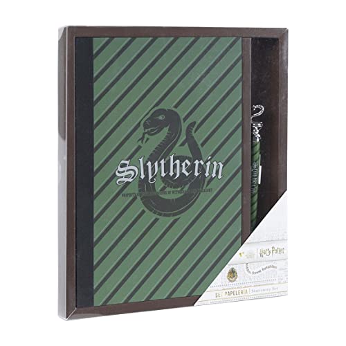 Harry Potter Notizbuch mit Kugelschreiber, Hogwarts Haus-Design, Gryffindor, Hufflepuff, Ravenclaw oder Slytherin (Grün) von Harry Potter
