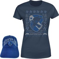 Harry Potter Ravenclaw T-Shirt Und Kappe Paket - Navy Blau - Damen - L von Harry Potter