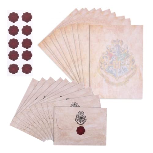 Harry Potter Schreibset, Enthält Briefmarken, Umschläge und A4-Papier, Hogwarts Briefpapier Set, Geschenk für Kinder und Jugendliche von Harry Potter