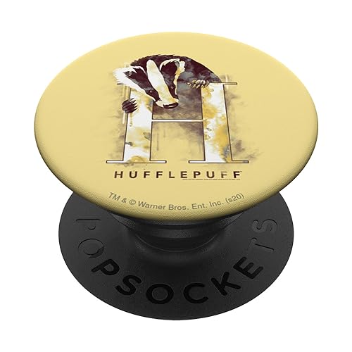 PopSocket : PopGrip Harry Potter Hufflepuff Watercolor PopSockets Ausziehbarer Sockel und Griff für Handys/Tablets mit Tauschbarem Top von Harry Potter