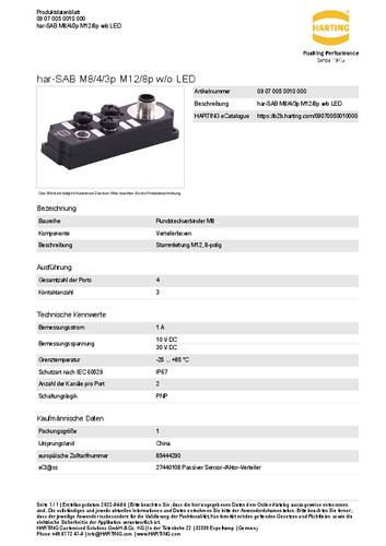 Harting 09 07 005 0010 000 09 07 005 0010 000 Sensor/Aktorbox passiv Multipolverteiler 1St. von Harting