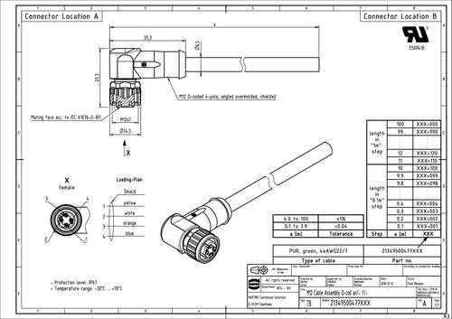 Harting 21 34 950 0477 100 Sensor-/Aktor-Steckverbinder, konfektioniert 10m 1St. von Harting