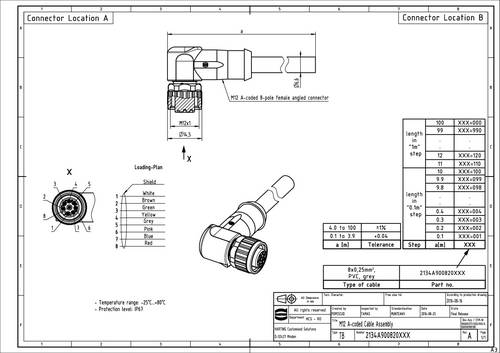 Harting 21 34 A90 0820 200 Sensor-/Aktor-Steckverbinder, konfektioniert 20m 1St. von Harting