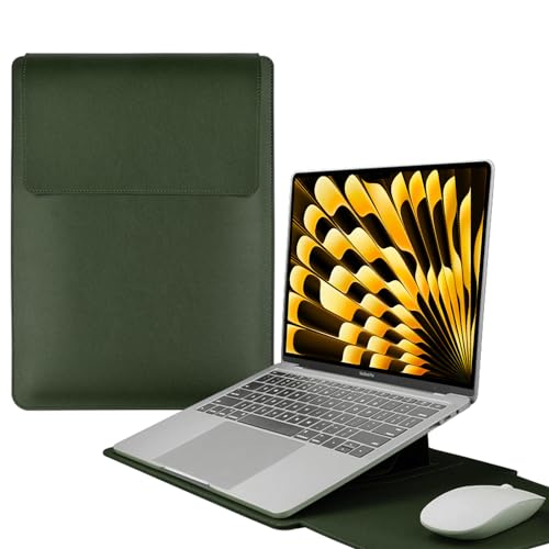 HaruYo 13-14 Zoll Laptop Sleeve Laptophülle, Laptoptasche mit Standfunktion, Computer Tasche mit Zubehörtasche für MacBook Pro 13" 14"/MacBook Air 13"/Surface 13.5"/iPad Pro 12.9" (13-14 Zoll Grün) von HaruYo