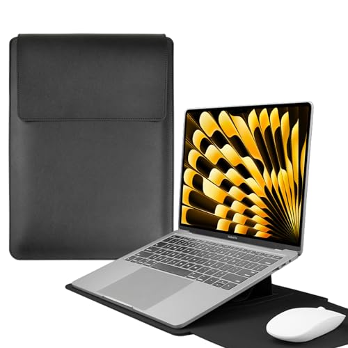 HaruYo 13-14 Zoll Laptop Sleeve Laptophülle, Laptoptasche mit Standfunktion, Computer Tasche mit Zubehörtasche für MacBook Pro 13" 14"/MacBook Air 13"/Surface 13.5"/iPad Pro 12.9" (13-14 Zoll Schwarz) von HaruYo
