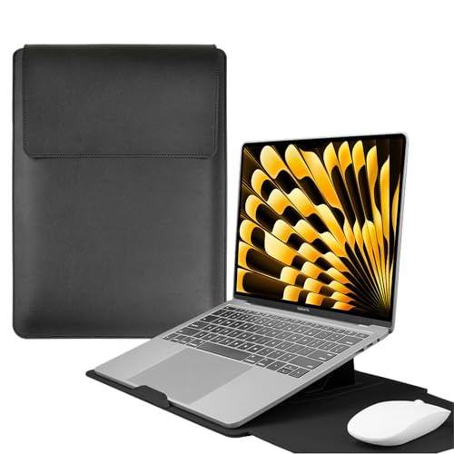 HaruYo 15-16 Zoll Laptop Sleeve Laptophülle, Laptoptasche mit Standfunktion, Computer Tasche mit Zubehörtasche für MacBook Pro 16, 15 Zoll Dell,Lenovo,Acer,Huawei MateBook (15-16 Zoll Schwarz) von HaruYo