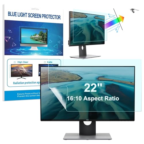 HaruYo 22 Zoll Computer Monitor Schutzfolie, Anti-Blaulichtfilter Blendschutz Matt Displayschutzfolie für Monitor PC Bildschirmschutz (22” 16:10 474 x 296 mm) von HaruYo