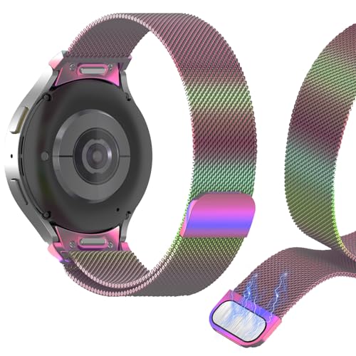 HaruYo Armband Kompatibel mit Samsung Galaxy Watch FE 40mm /Watch 6 Classic (43/47mm)/Watch 7/6/5/4 (40/44mm) /Watch 5 Pro 45mm, Magnetic Uhrenarmband Metallarmband Ersatzarmband - Regenbogenfarben von HaruYo