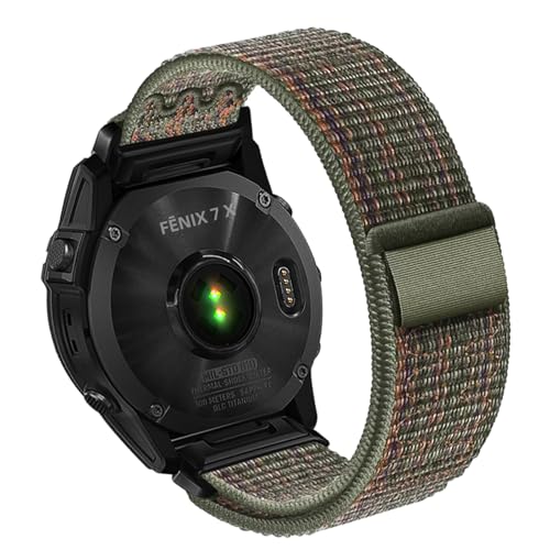 HaruYo QuickFit 26mm Uhrenarmband für Garmin Fenix 7X Pro Solar/Fenix 7X Pro/Fenix 7X/Fenix 6X Solar/Fenix 6X Pro/Fenix 6X/5X, Nylon Armband Ersatzarmband für Garmin Instinct 2X/2X Solar - Grün/Orange von HaruYo