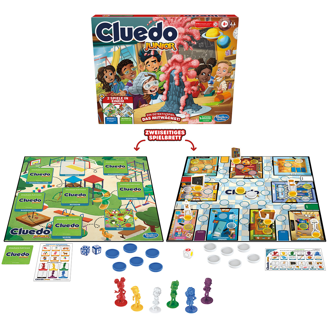 Hasbro Cluedo Junior | Brettspiel | 2-in-1 Detekktivspiel | 2 Spielniveaus | 2 bis 6 Spieler | ab 4 Jahren geeignet von Hasbro