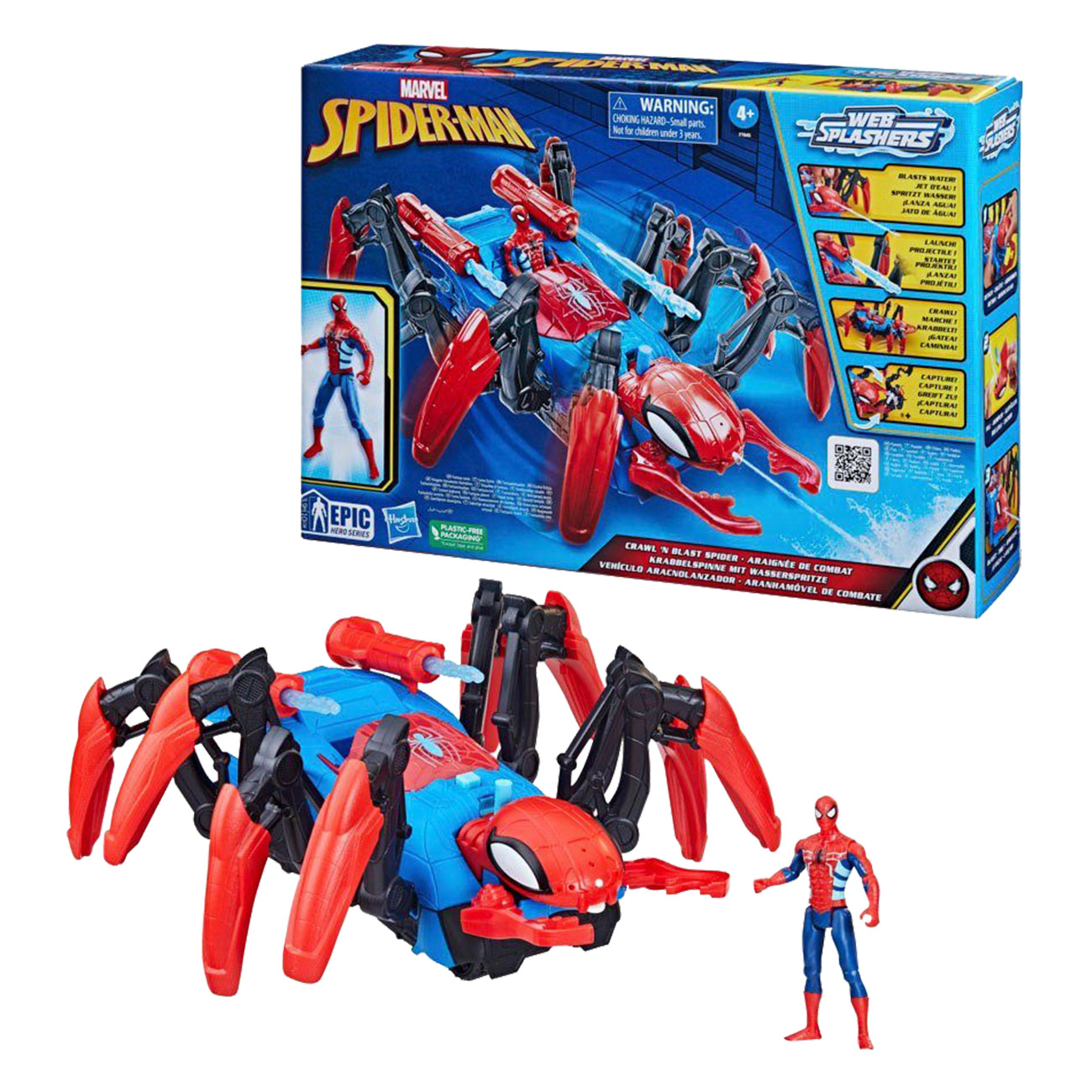 Hasbro Marvel Spider-Man - Crawl N Blast Spider | Krabbelspinne mit Spider-Man Figur | Feuert Projektile & Wasser ab | Mit Kieferklauen | Ab 4 Jahren Hasbro Marvel Spider-Man - Crawl N Blast Spider | Krabbelspinne mit Spider-Man Figur | Feuert Projektile & Wasser ab | Mit Kieferklauen | Ab 4 Jahren von Hasbro