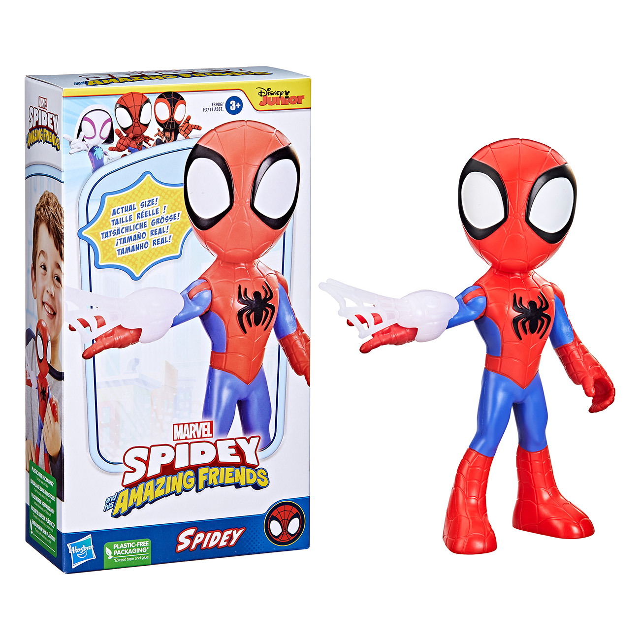 Hasbro Marvel Spidey and His Amazing Friends supergro?e Spidey Action-Figur | Supergro?e Figur 22,5 cm | 3 Bewegungspunkte | Ansteckbares Zubeh?r | ab 3 Jahren | Vorschulkinder | Hasbro Marvel Spidey and His Amazing Friends supergro?e Spidey Action-Figur | Supergro?e Figur 22,5 cm | 3 Bewegungspunkte | Ansteckbares Zubeh?r | ab 3 Jahren | Vorschulkinder | von Hasbro