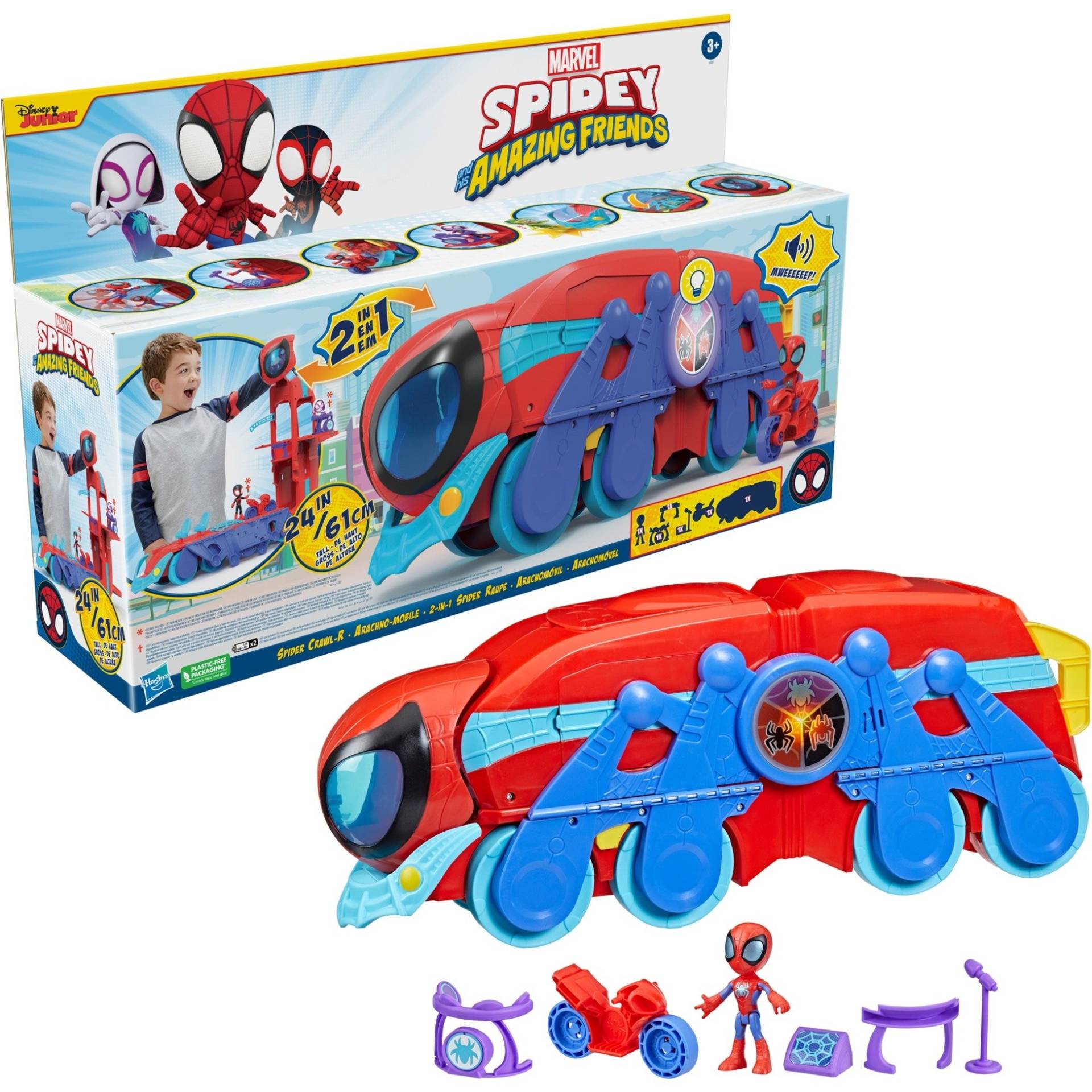 Marvel Spidey and His Amazing Friends 2-in-1 Spider Raupe, Spielfahrzeug von Hasbro