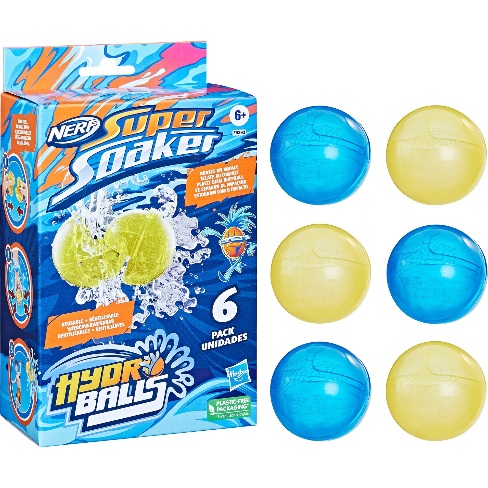 Nerf Super Soaker Hydro Balls 6er-Pack, Wasserspielzeug von Hasbro