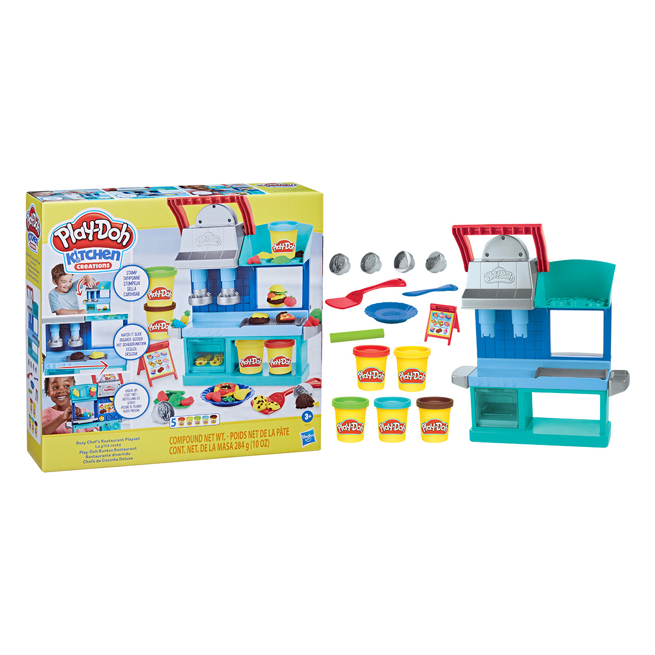 Play-Doh Kitchen Creations Buntes Restaurant | 2-seitiges K?chenspielset | Set f?r M?dchen und Jungen | 5 Dosen Spielknete Play-Doh Kitchen Creations Buntes Restaurant | 2-seitiges K?chenspielset | Set f?r M?dchen und Jungen | 5 Dosen Spielknete von Hasbro